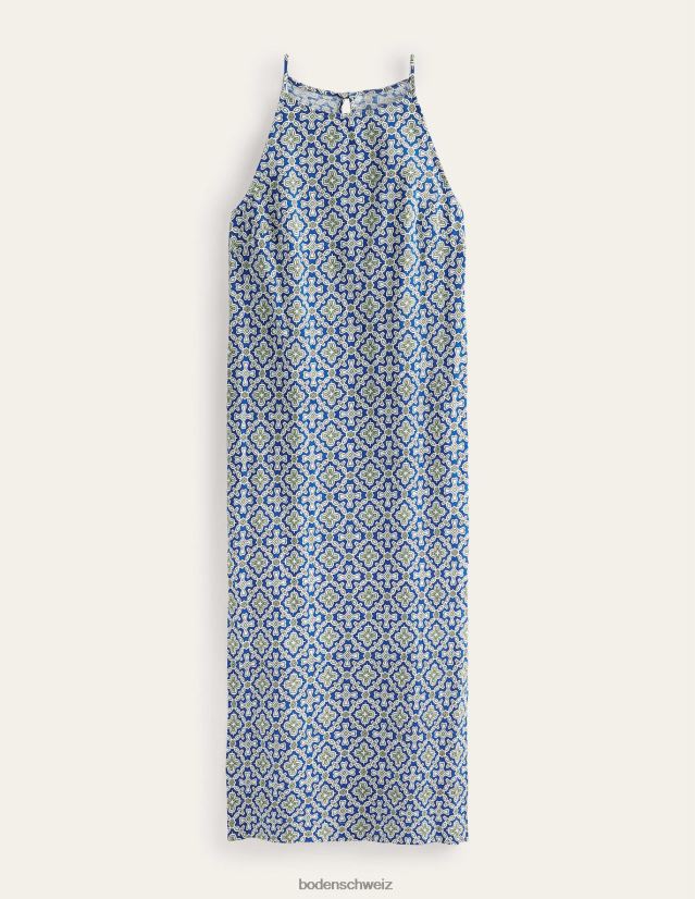 Boden Frauen Jersey-Midikleid mit Racer-Ausschnitt VH86PT938 Kleidung Blaureiher- und Pflanzenfliese