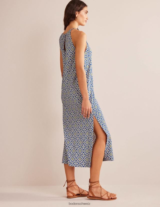 Boden Frauen Jersey-Midikleid mit Racer-Ausschnitt VH86PT938 Kleidung Blaureiher- und Pflanzenfliese