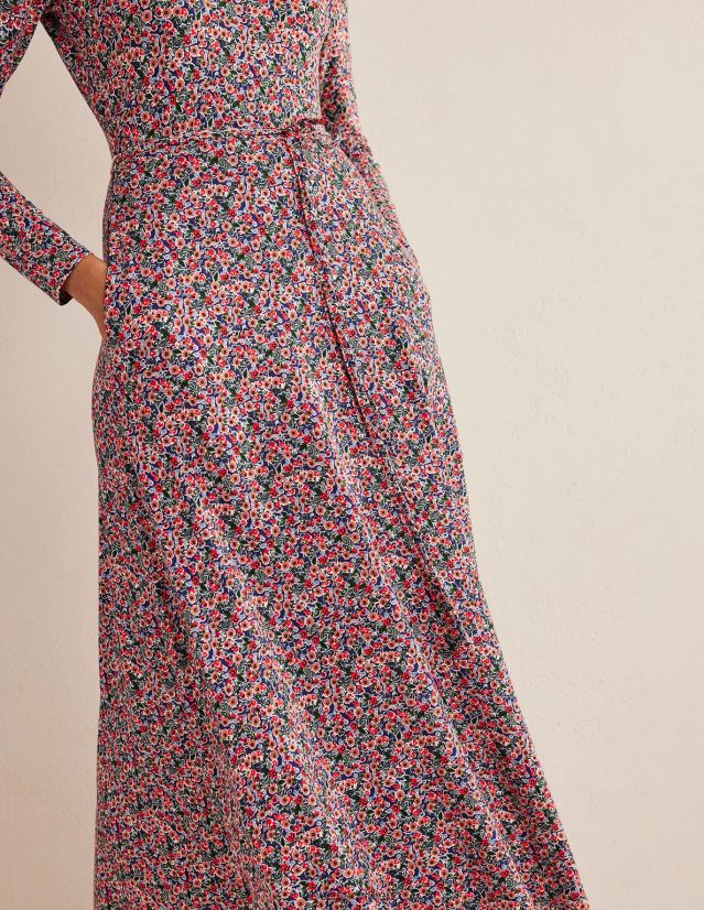 Boden Frauen Jersey-Midikleid mit Rockdetail VH86PT2555 Kleidung Toile mit mehreren und Blütenblättern