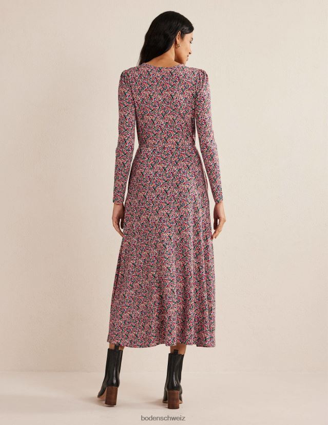 Boden Frauen Jersey-Midikleid mit Rockdetail VH86PT2555 Kleidung Toile mit mehreren und Blütenblättern