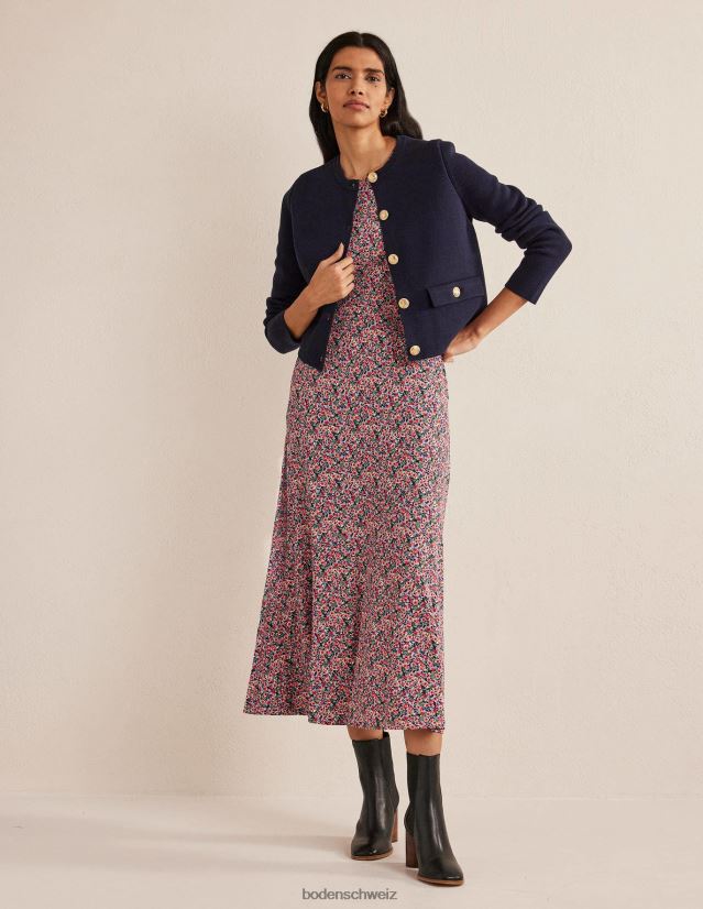 Boden Frauen Jersey-Midikleid mit Rockdetail VH86PT2555 Kleidung Toile mit mehreren und Blütenblättern