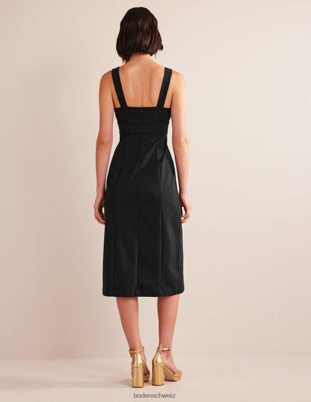 Boden Frauen Jersey-Midikleid mit Trägern am Rücken VH86PT1338 Kleidung Schwarz