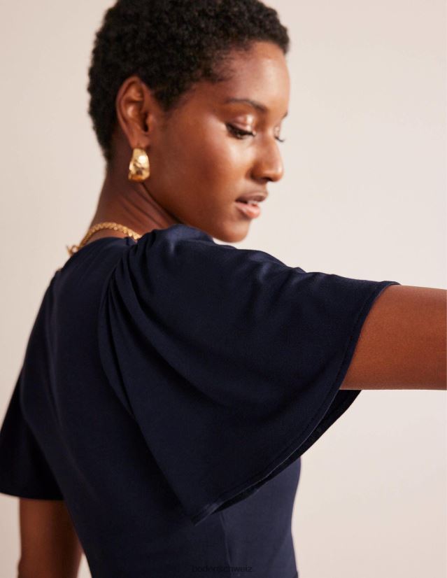 Boden Frauen Jersey-Midikleid mit V-Ausschnitt VH86PT7 Kleidung Marine