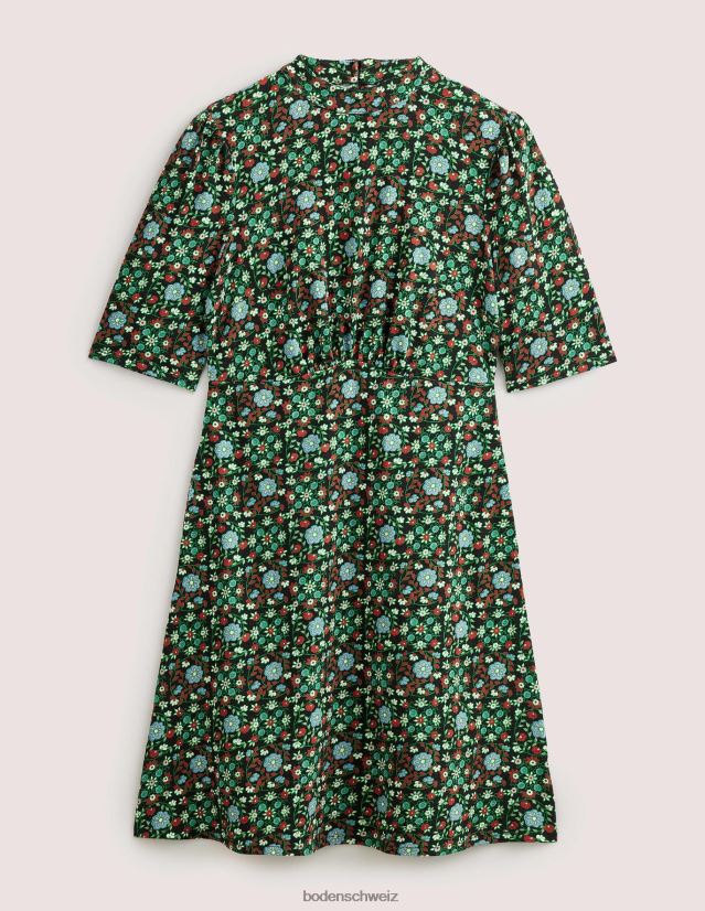 Boden Frauen Jersey-Minikleid VH86PT1403 Kleidung Schwarz- und Gardenienwirbel