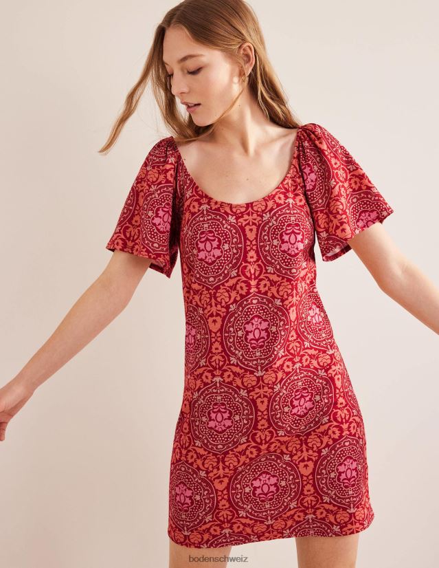 Boden Frauen Jersey-Minikleid mit U-Ausschnitt VH86PT1119 Kleidung Weihnachtsstern und exotische Fliesen