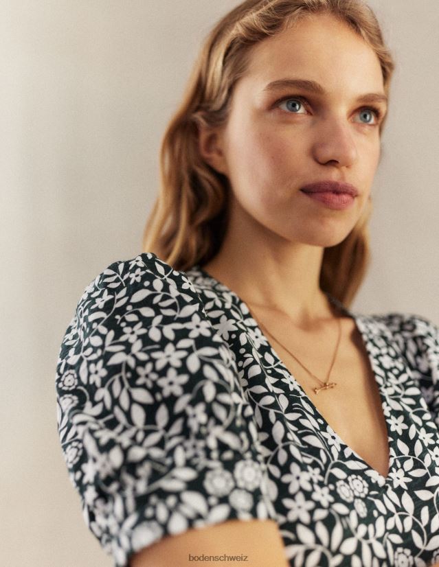 Boden Frauen Jersey-Minikleid mit V-Ausschnitt VH86PT2159 Kleidung Chatsworth & Sunflower Pop