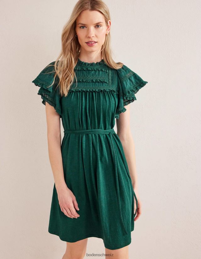 Boden Frauen Jersey-Minikleid mit Zierdetails VH86PT1176 Kleidung Smaragdnacht