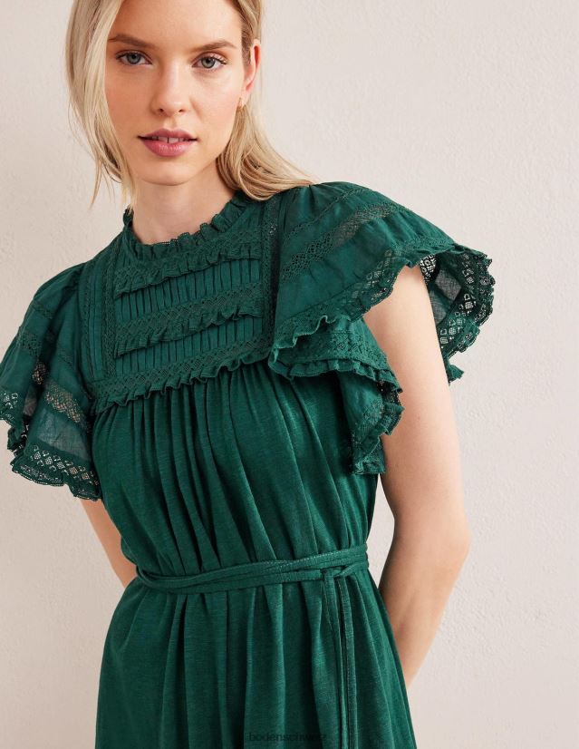 Boden Frauen Jersey-Minikleid mit Zierdetails VH86PT1176 Kleidung Smaragdnacht