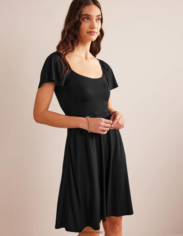 Boden Frauen Jersey-Minikleid mit quadratischem Ausschnitt VH86PT1073 Kleidung Schwarz