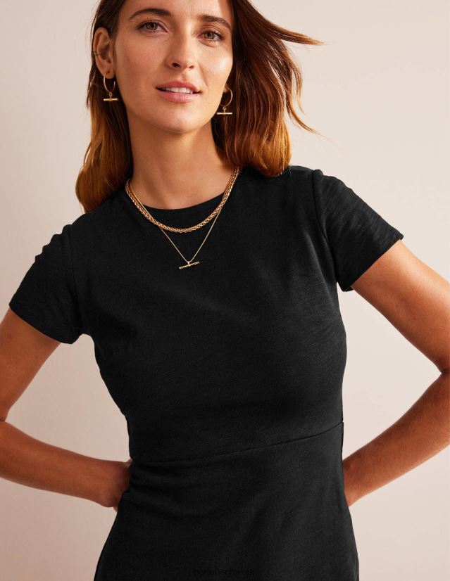 Boden Frauen Jersey-Säulen-Midikleid VH86PT2247 Kleidung Schwarz
