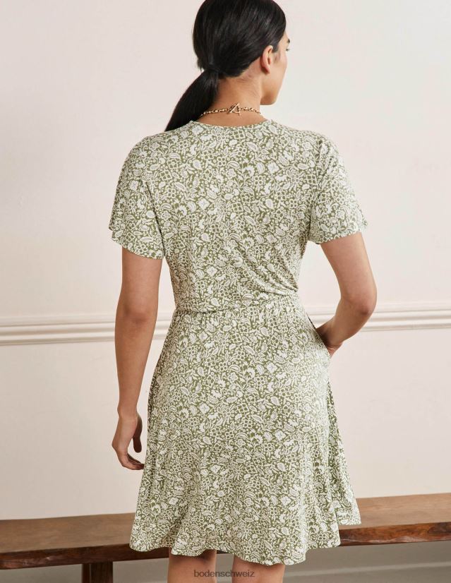 Boden Frauen Jerseykleid mit Flatterärmeln VH86PT2282 Kleidung Erbse und orientalisches Paradies