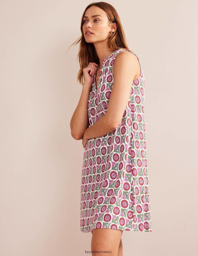 Boden Frauen Jerseykleid mit eingekerbtem Ausschnitt VH86PT31 Kleidung Gin Fizz und Sonnenblumenzweig