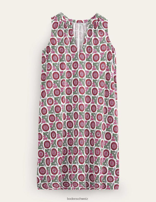 Boden Frauen Jerseykleid mit eingekerbtem Ausschnitt VH86PT31 Kleidung Gin Fizz und Sonnenblumenzweig