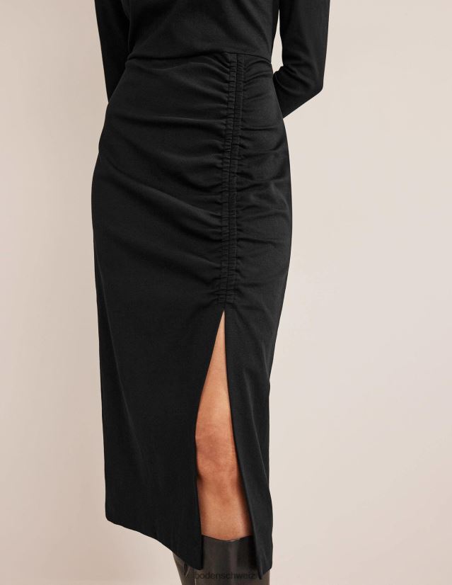 Boden Frauen Jerseykleid mit seitlichen Raffungen VH86PT1462 Kleidung Schwarz