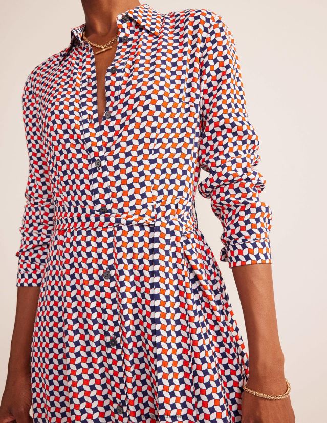 Boden Frauen Kate Midi-Hemdkleid VH86PT45 Kleidung Fiesta Orange & Diamant