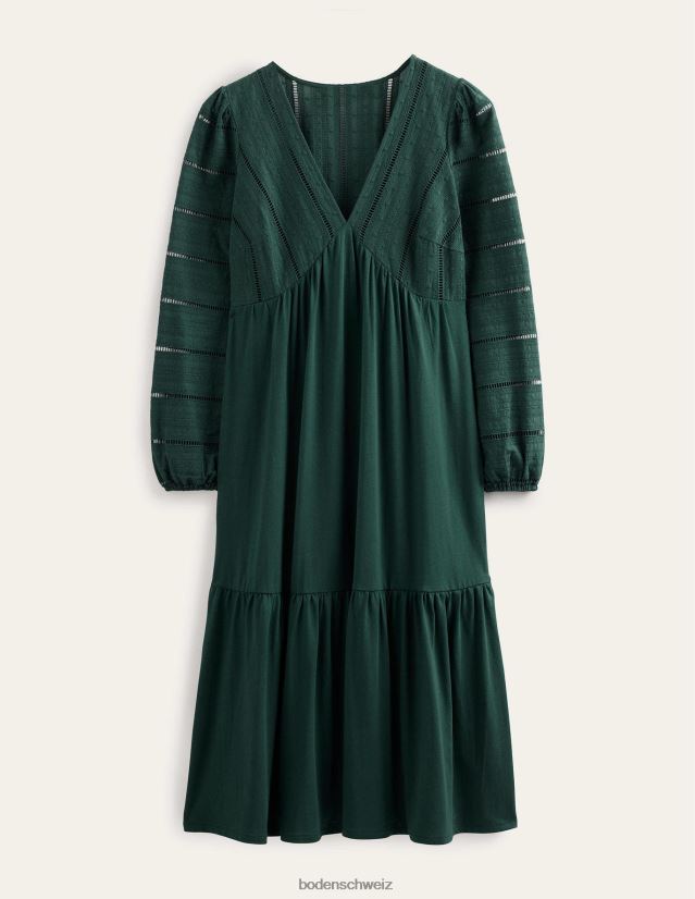 Boden Frauen Kleid aus gewebtem Midi-Jersey-Mix VH86PT2128 Kleidung Smaragdnacht