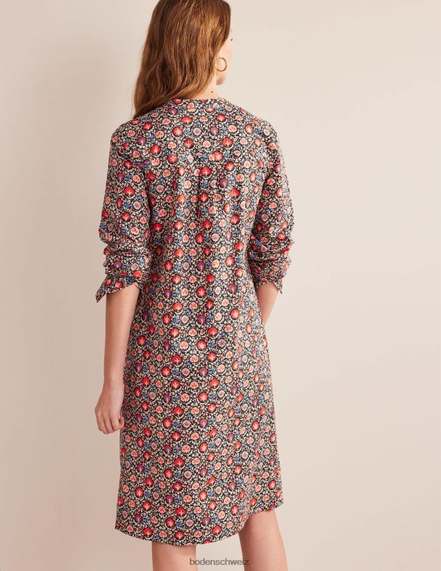 Boden Frauen Kragenloses Midi-Hemdkleid VH86PT70 Kleidung Weihnachtsstern & bezaubernde Blüte