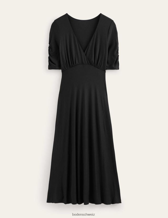Boden Frauen Kurzarm-Midikleid aus Jersey VH86PT1333 Kleidung Schwarz