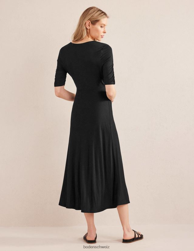 Boden Frauen Kurzarm-Midikleid aus Jersey VH86PT1333 Kleidung Schwarz