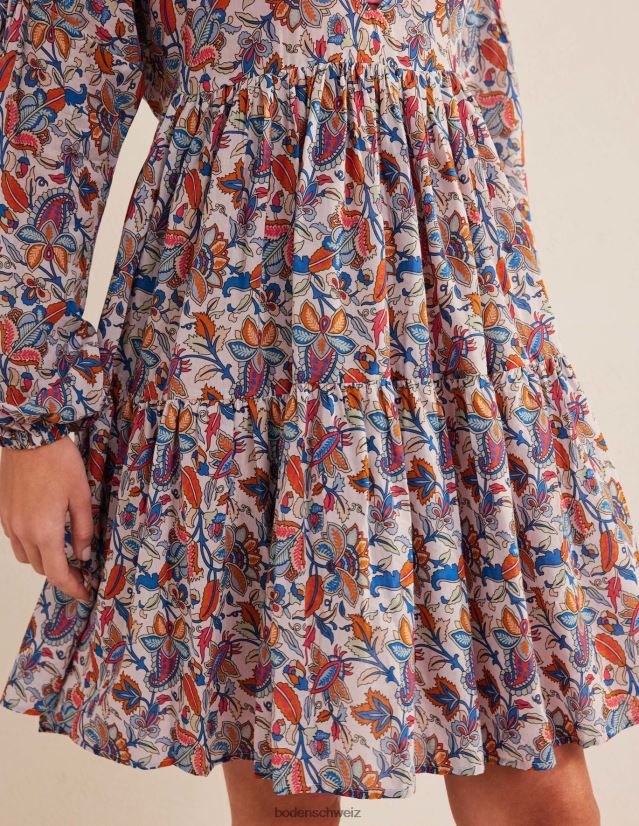 Boden Frauen Lässiges, gestuftes Strandkleid VH86PT1730 Kleidung Nebel blau und Paisley-Rebe