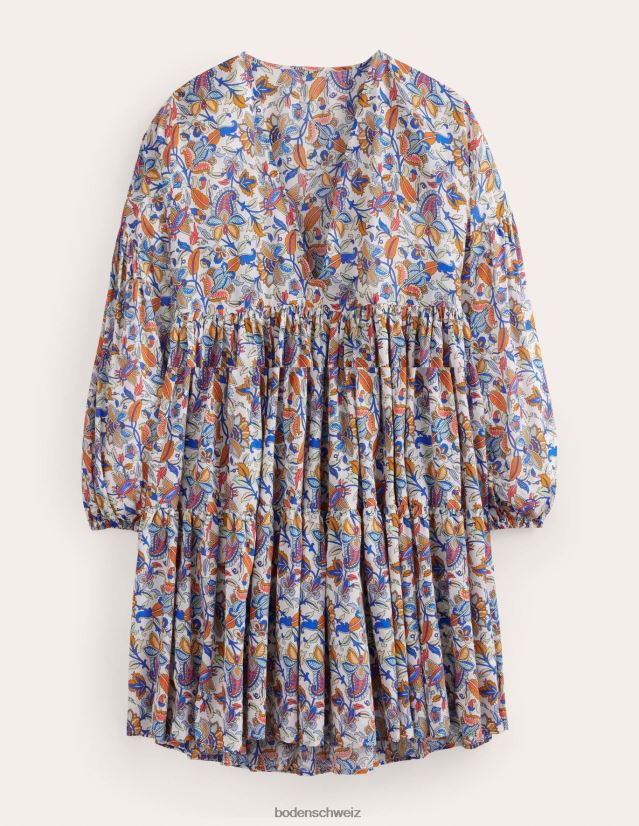 Boden Frauen Lässiges, gestuftes Strandkleid VH86PT1730 Kleidung Nebel blau und Paisley-Rebe