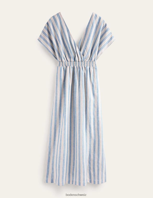 Boden Frauen Leinen-Kaftan-Maxikleid VH86PT80 Kleidung porzellanblauer Lurexstreifen
