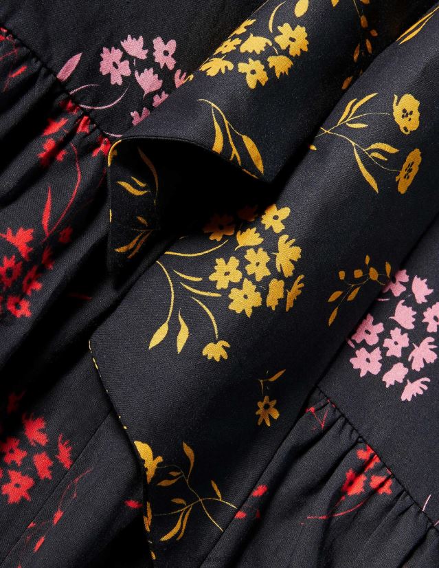 Boden Frauen Lyla-Stufenkleid VH86PT2022 Kleidung schwarz und rosa & fallender Zweig