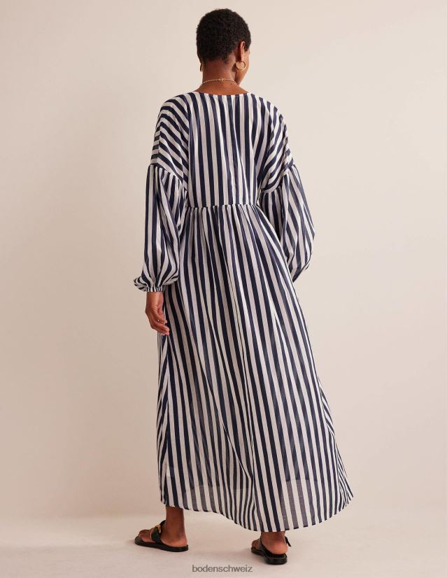Boden Frauen Maxi-Empire-Strandkaftan VH86PT34 Kleidung blauer und elfenbeinfarbener Streifen