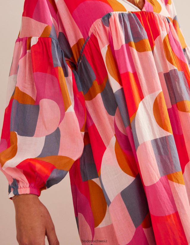 Boden Frauen Maxi-Empire-Strandkaftan VH86PT573 Kleidung Festivalrosa und geometrischer Wirbel