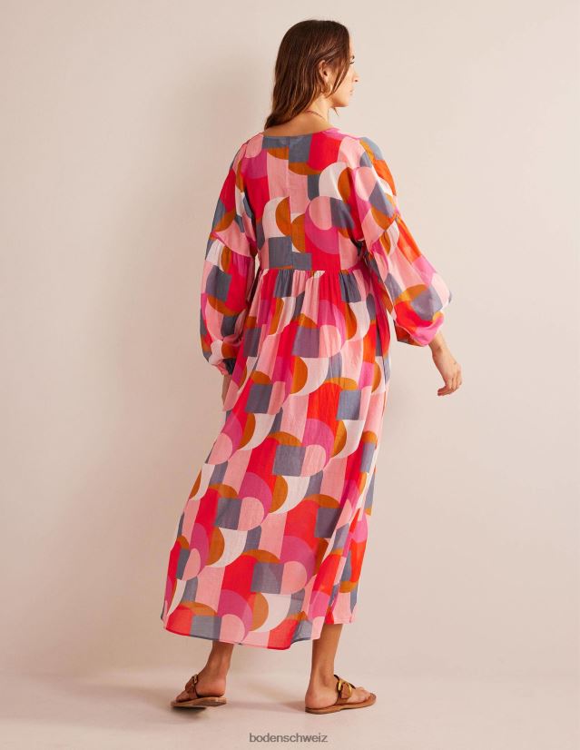 Boden Frauen Maxi-Empire-Strandkaftan VH86PT573 Kleidung Festivalrosa und geometrischer Wirbel