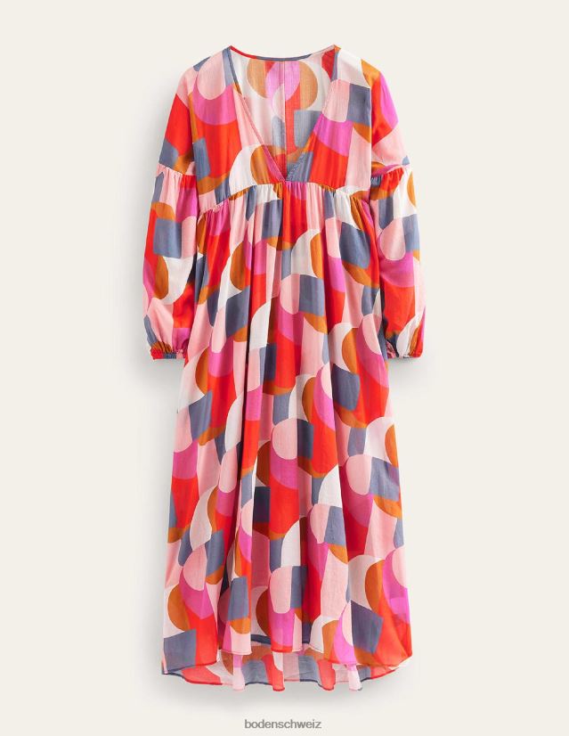 Boden Frauen Maxi-Empire-Strandkaftan VH86PT573 Kleidung Festivalrosa und geometrischer Wirbel