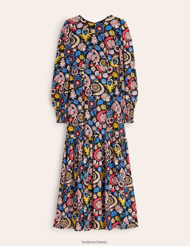 Boden Frauen Maxi-Stufenkleid mit gesmokten Bündchen VH86PT1312 Kleidung Multi- und tropischer Charme