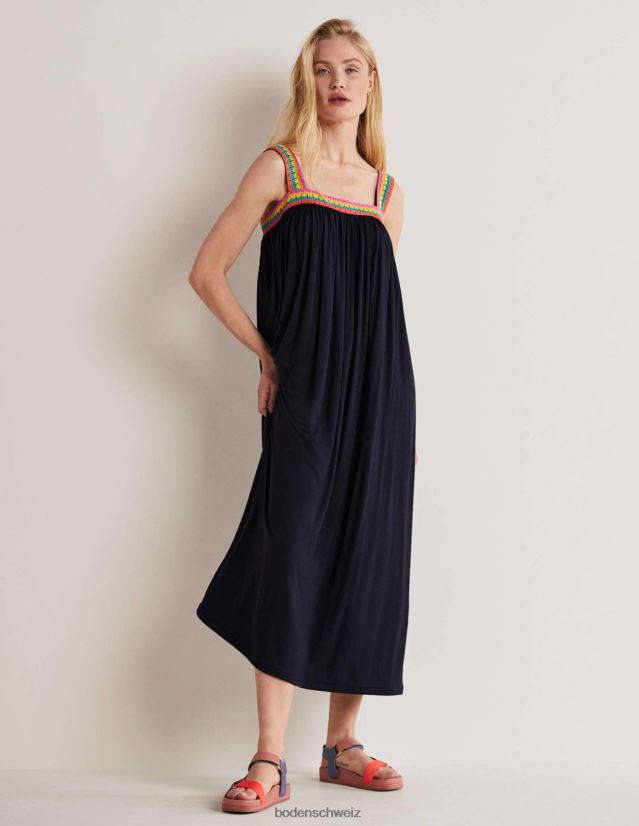 Boden Frauen Maxikleid aus Jersey mit Häkelbesatz VH86PT2218 Kleidung Marine