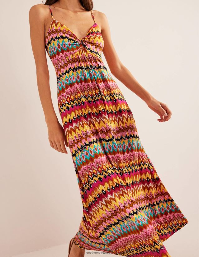 Boden Frauen Maxikleid aus Jersey mit Trägern VH86PT1270 Kleidung mehrfarbiger und strukturierter Ikat