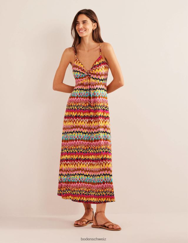 Boden Frauen Maxikleid aus Jersey mit Trägern VH86PT1270 Kleidung mehrfarbiger und strukturierter Ikat
