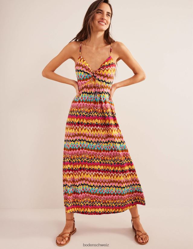 Boden Frauen Maxikleid aus Jersey mit Trägern VH86PT1270 Kleidung mehrfarbiger und strukturierter Ikat