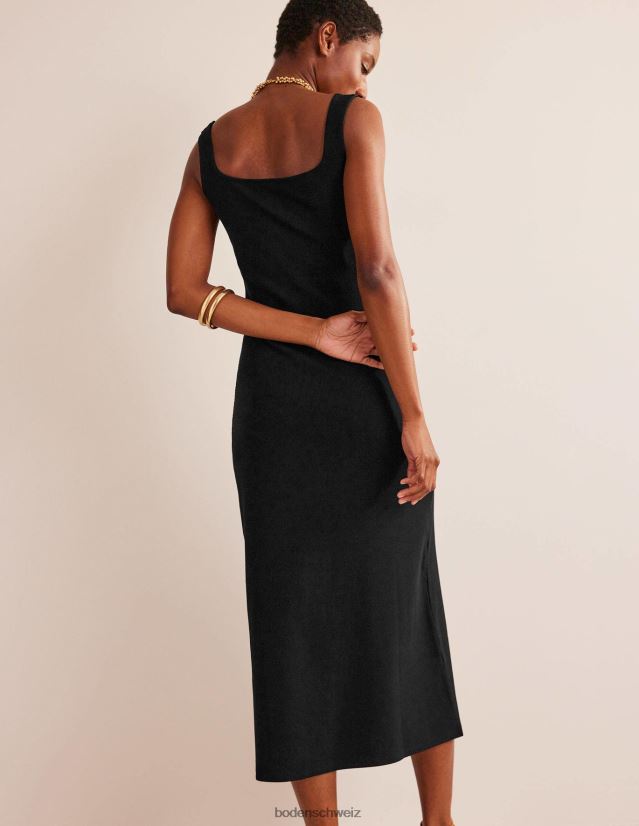 Boden Frauen Maxikleid aus geripptem Jersey mit Trägern VH86PT1180 Kleidung Schwarz