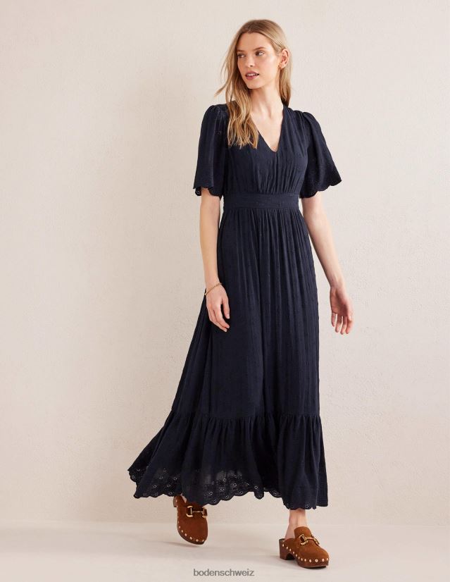 Boden Frauen Maxikleid mit Stickerei VH86PT1155 Kleidung echte Marine