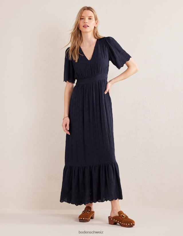 Boden Frauen Maxikleid mit Stickerei VH86PT1155 Kleidung echte Marine