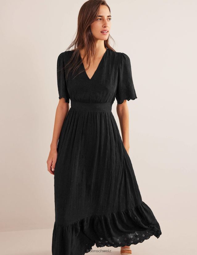 Boden Frauen Maxikleid mit Stickerei VH86PT1235 Kleidung Schwarz