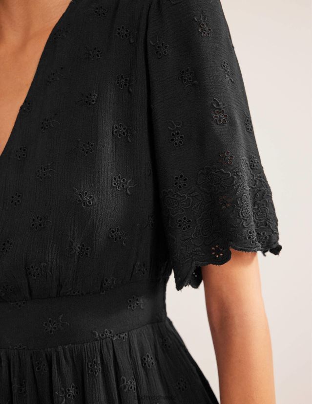 Boden Frauen Maxikleid mit Stickerei VH86PT1235 Kleidung Schwarz