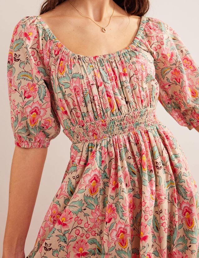 Boden Frauen Maxikleid mit U-Ausschnitt VH86PT1048 Kleidung Multi- und Gardenienwirbel