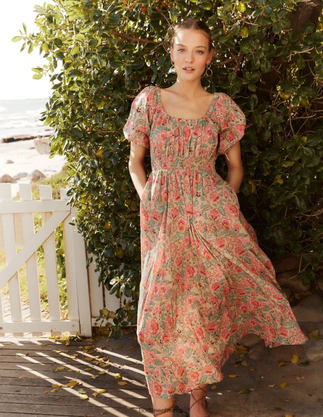 Boden Frauen Maxikleid mit U-Ausschnitt VH86PT1048 Kleidung Multi- und Gardenienwirbel