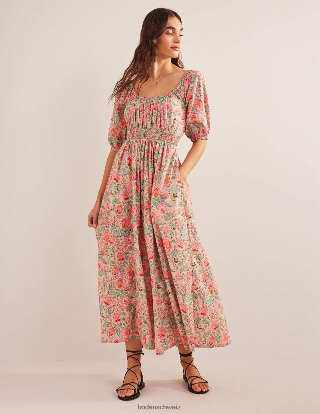 Boden Frauen Maxikleid mit U-Ausschnitt VH86PT1048 Kleidung Multi- und Gardenienwirbel