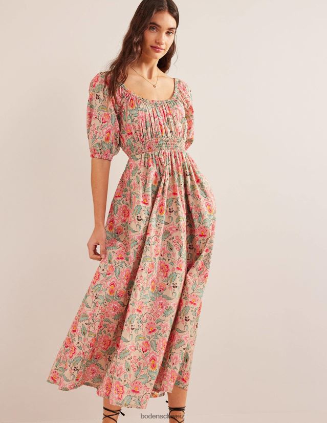 Boden Frauen Maxikleid mit U-Ausschnitt VH86PT1048 Kleidung Multi- und Gardenienwirbel