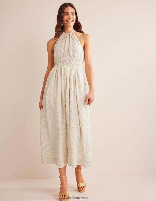 Boden Frauen Maxikleid mit metallischen Details VH86PT1247 Kleidung Clip aus Elfenbein und Gold