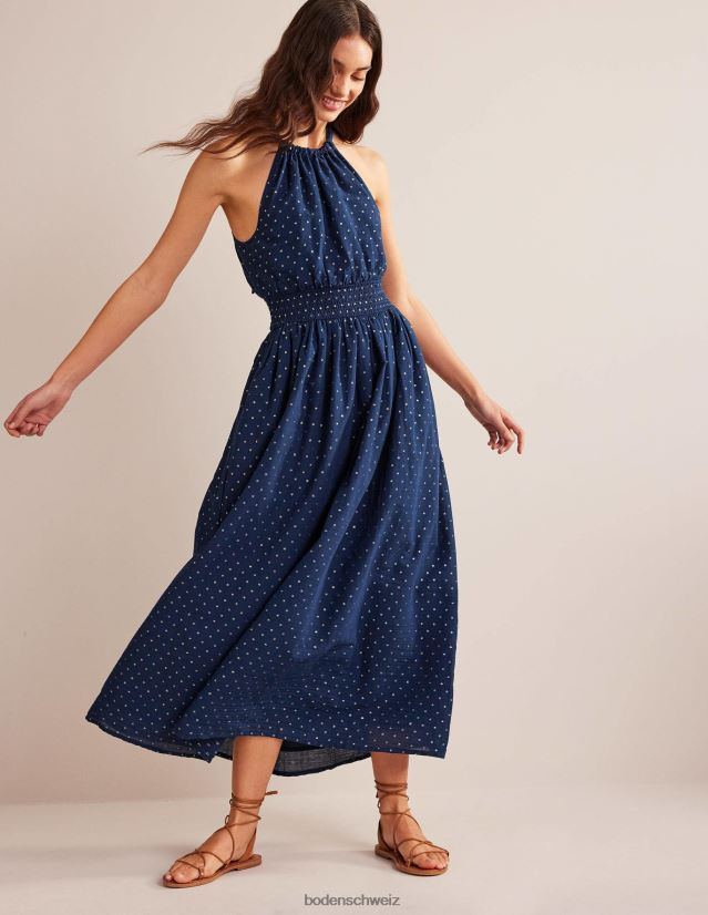 Boden Frauen Maxikleid mit metallischen Details VH86PT2165 Kleidung Clip in Marineblau und Gold