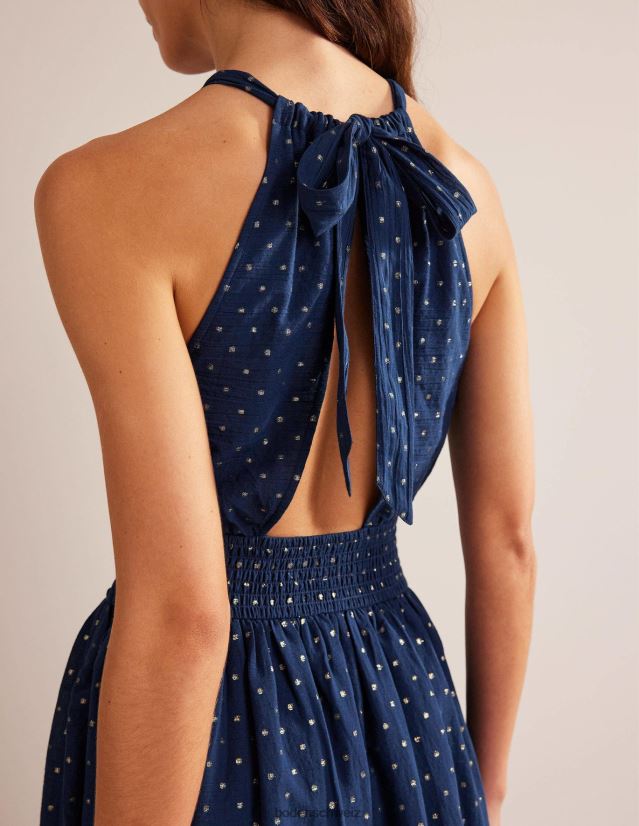 Boden Frauen Maxikleid mit metallischen Details VH86PT2165 Kleidung Clip in Marineblau und Gold
