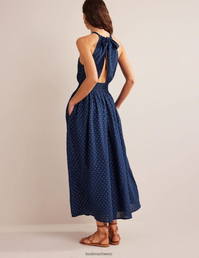 Boden Frauen Maxikleid mit metallischen Details VH86PT2165 Kleidung Clip in Marineblau und Gold
