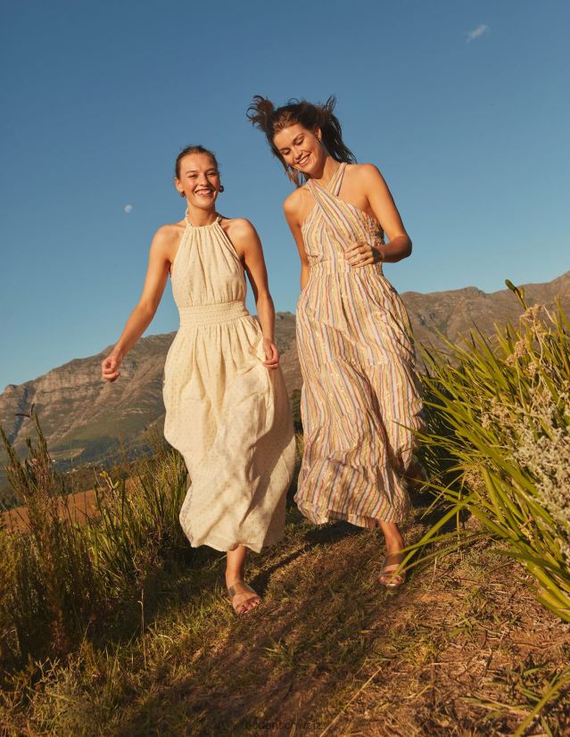 Boden Frauen Maxikleid mit metallischen Streifen VH86PT1261 Kleidung Metallic-Mehrstreifen